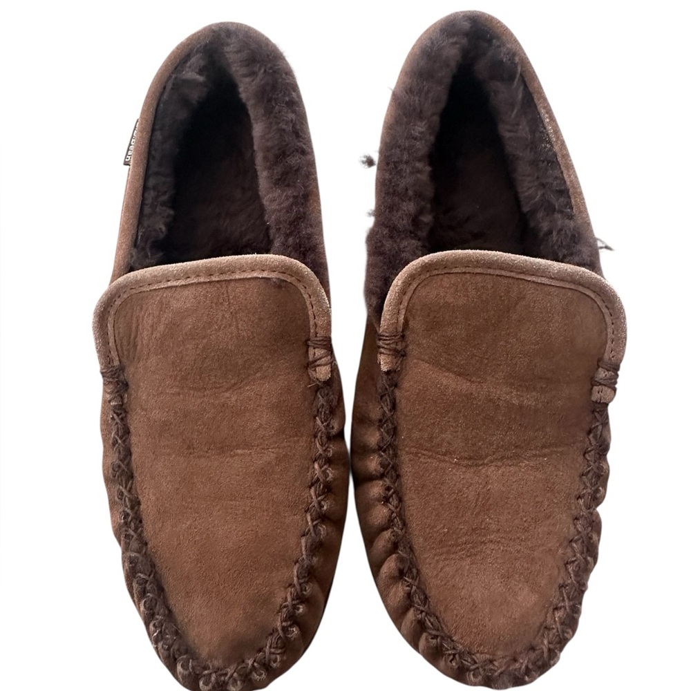 LL Bean Venetian Slippers‎ Men Size 10 Shoes Brown Shearling Loafers